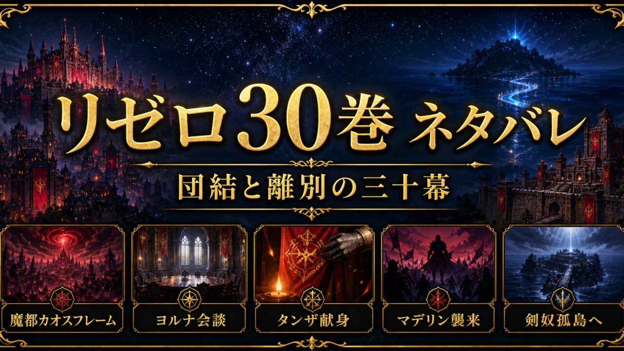 リゼロ30巻ネタバレ 団結と離別の三十幕 魔都カオスフレーム・ヨルナ会談・マデリン襲来・星詠みウビルクの完全解説