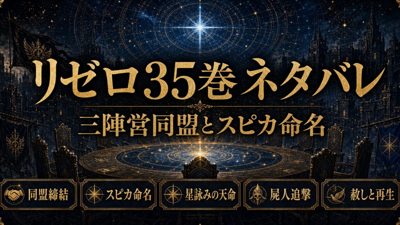 リゼロ35巻ネタバレ 『贖罪と再生の三十五幕』 三陣営同盟とスピカ命名の決着巻