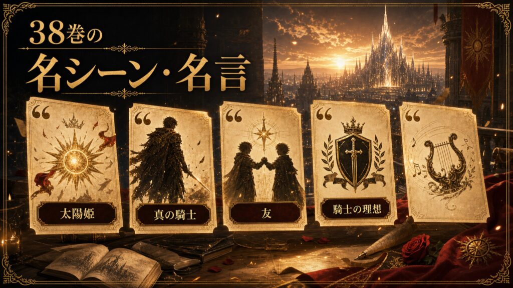 38巻の名シーンと名言を太陽姫、真の騎士、友、騎士の理想として整理した図解