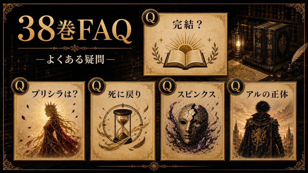 38巻FAQを完結、プリシラ、死に戻り、スピンクス、アルの正体として整理した図解