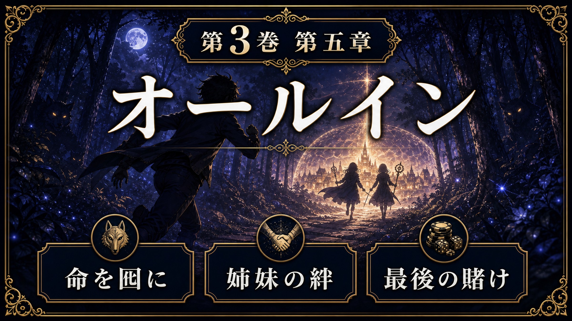 リゼロ原作小説3巻第五章をオールイン、命を囮に、姉妹の絆、最後の賭けとして整理した図解