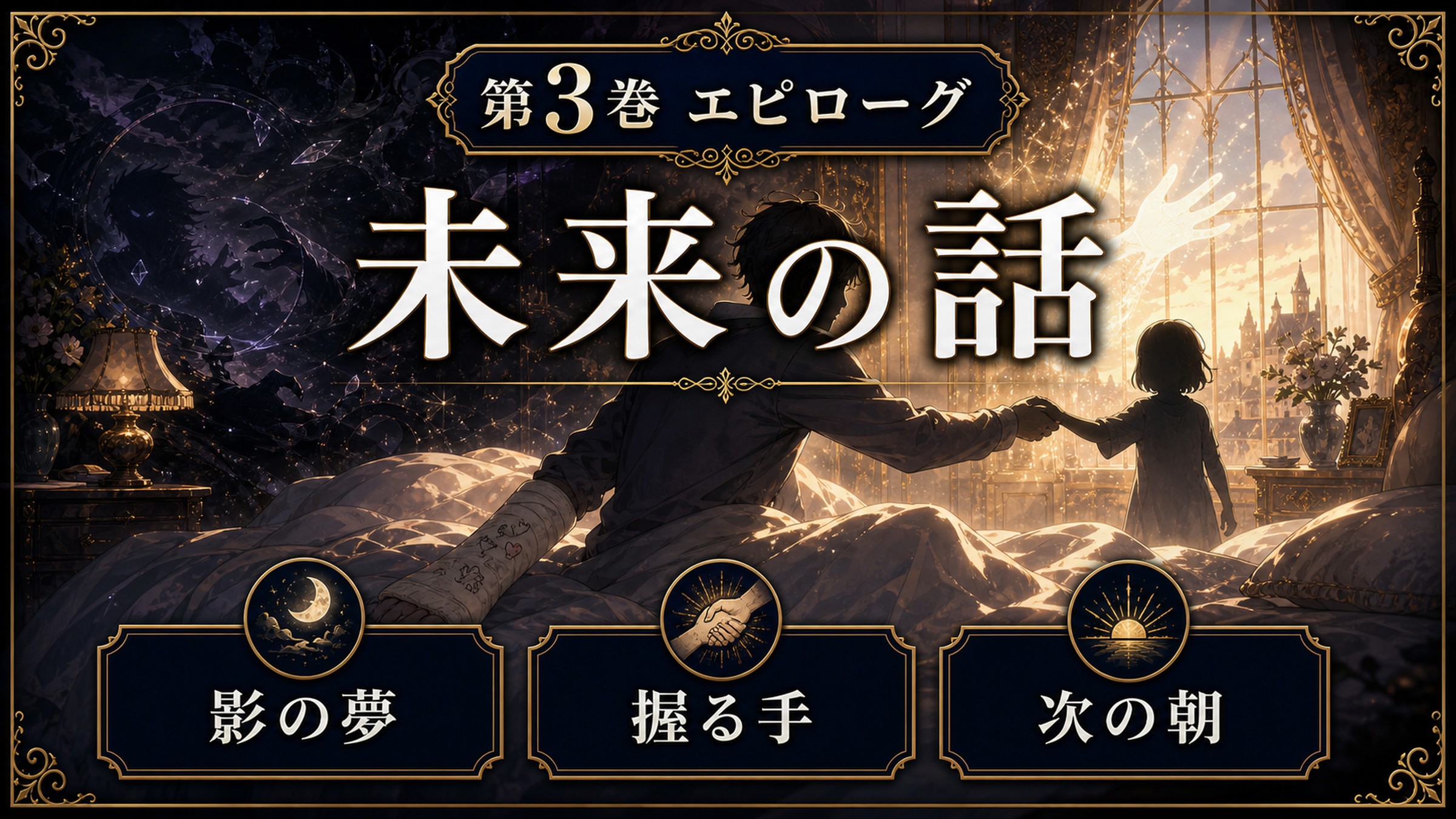 リゼロ原作小説3巻エピローグを未来の話、影の夢、握る手、次の朝として整理した図解