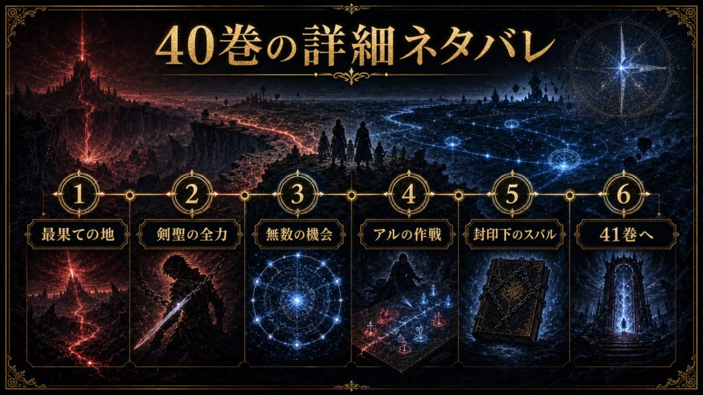 リゼロ原作小説40巻の詳細ネタバレを最果ての地、剣聖の全力、無数の機会、アルの作戦、封印下のスバル、41巻へとして整理した図解