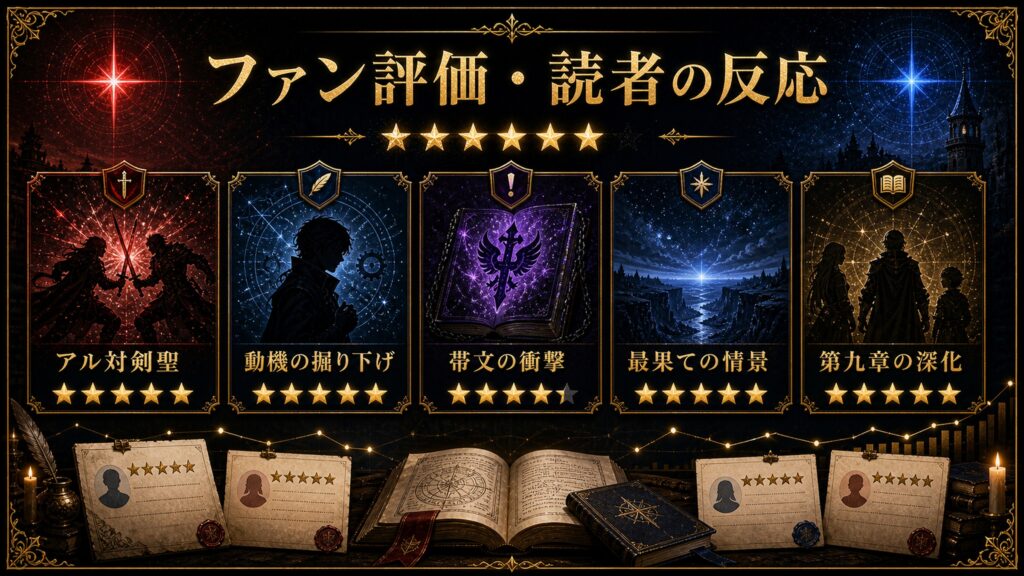 リゼロ原作小説40巻のファン評価と読者の反応をアル対剣聖、動機の掘り下げ、帯文の衝撃、最果ての情景、第九章の深化として整理した図解