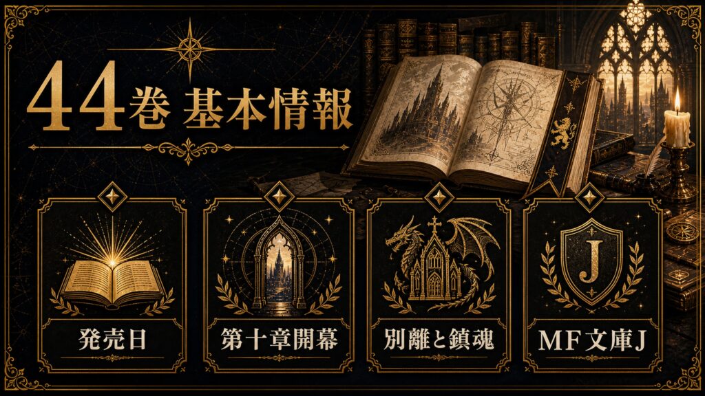 リゼロ原作小説44巻の基本情報を発売日、第十章開幕、別離と鎮魂、MF文庫Jとして整理した図解