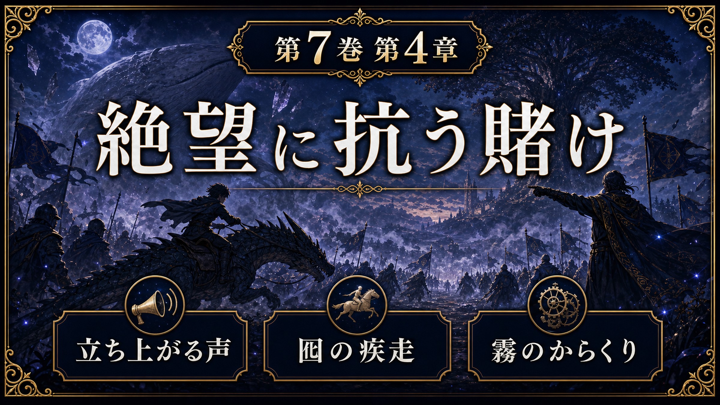 リゼロ原作小説7巻第4章を絶望に抗う賭け、立ち上がる声、囮の疾走、霧のからくりとして整理した図解
