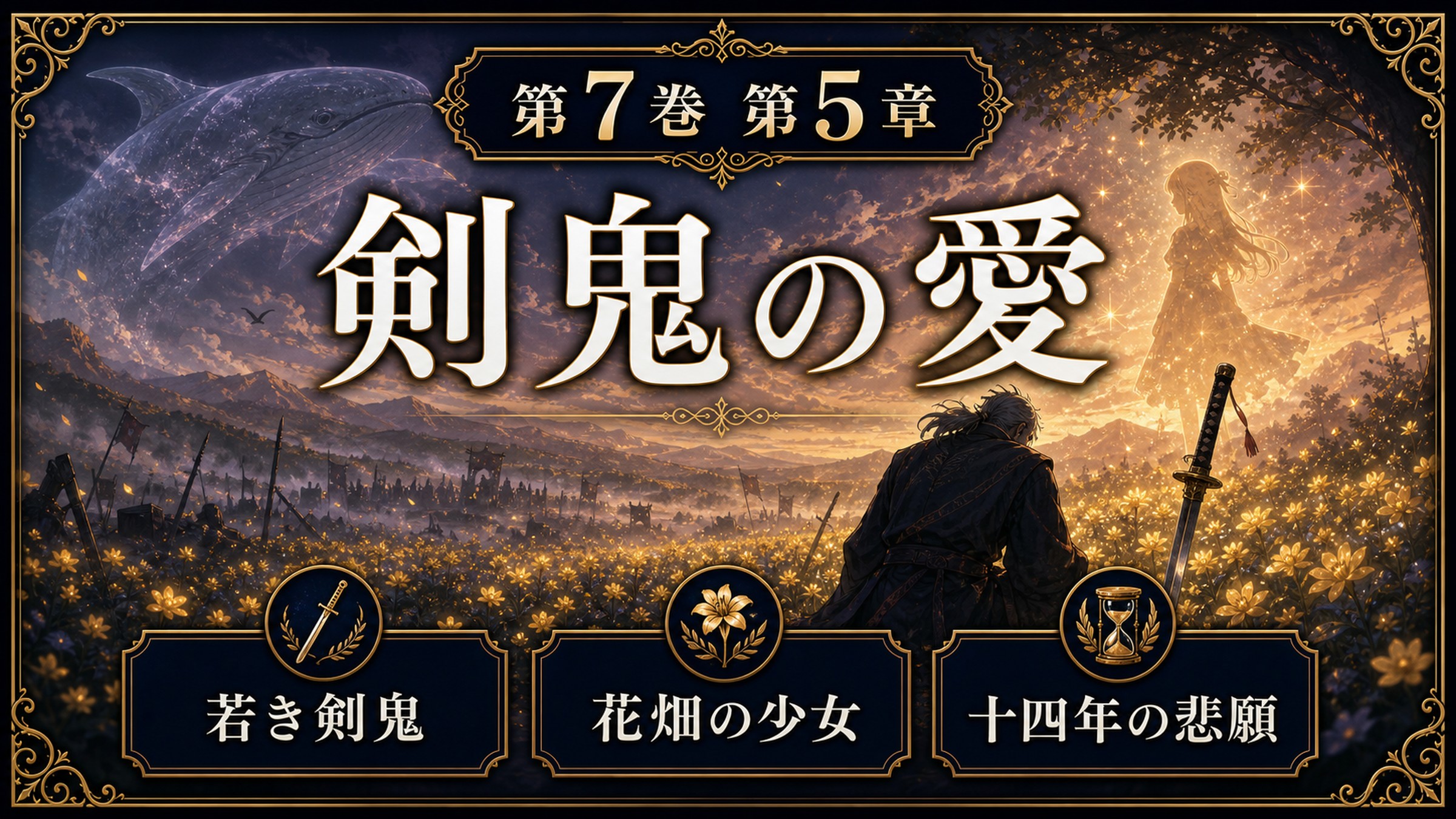 リゼロ原作小説7巻第5章を剣鬼の愛、若き剣鬼、花畑の少女、十四年の悲願として整理した図解
