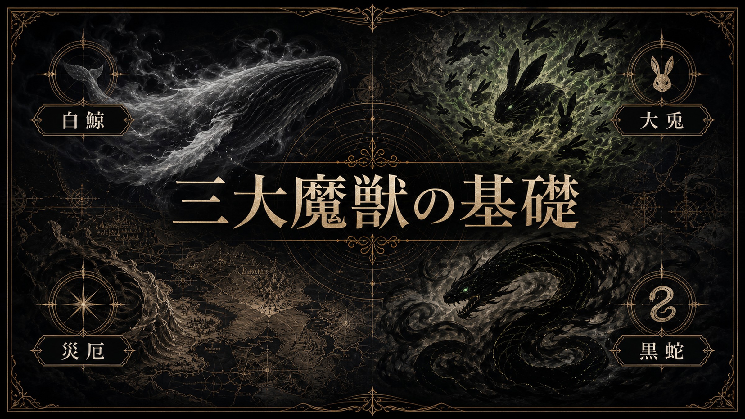 三大魔獣の基礎を白鯨、大兎、黒蛇、災厄として整理した図解