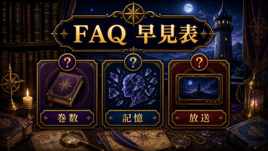 喪失編FAQを巻数、記憶、放送として整理した早見表