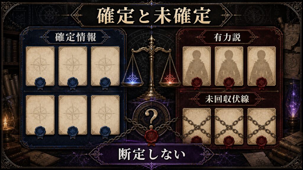 スバルの正体をめぐる確定情報、有力説、未回収伏線、断定しない視点を整理した図解