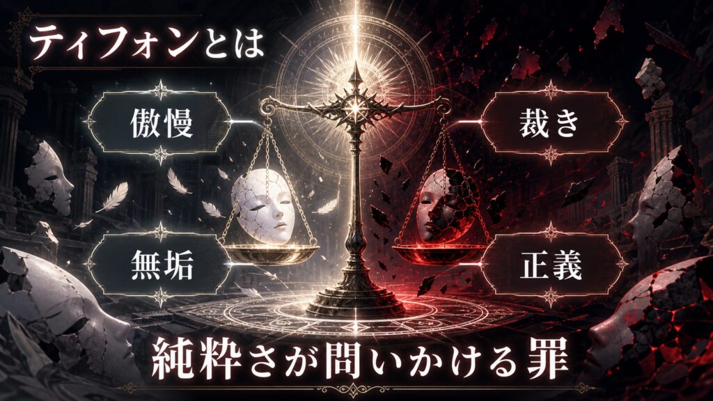 ティフォンの基礎を傲慢、裁き、無垢、正義として整理した図解