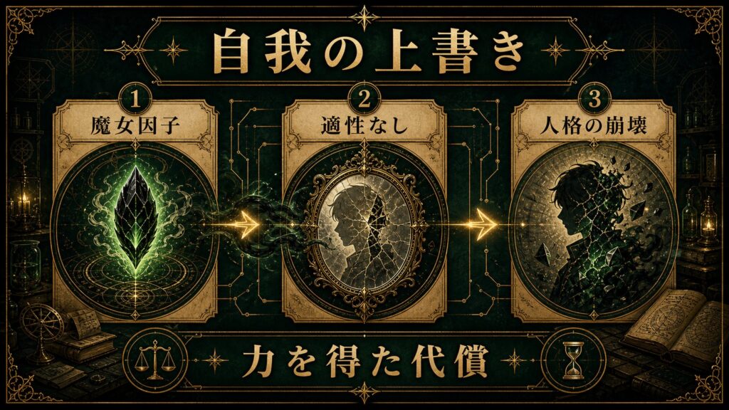 魔女因子による自我の上書きを整理した図解