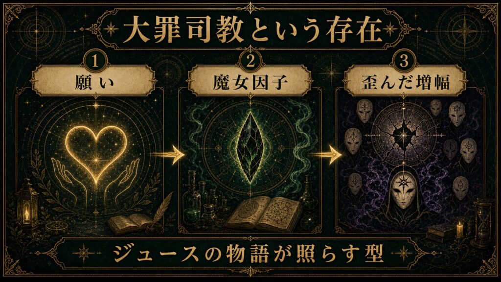 大罪司教という存在をジュースの物語から整理した図解