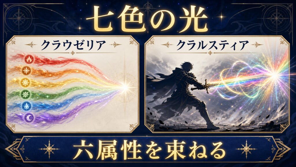 クラウゼリアとクラルスティアの七色の光を整理した図解
