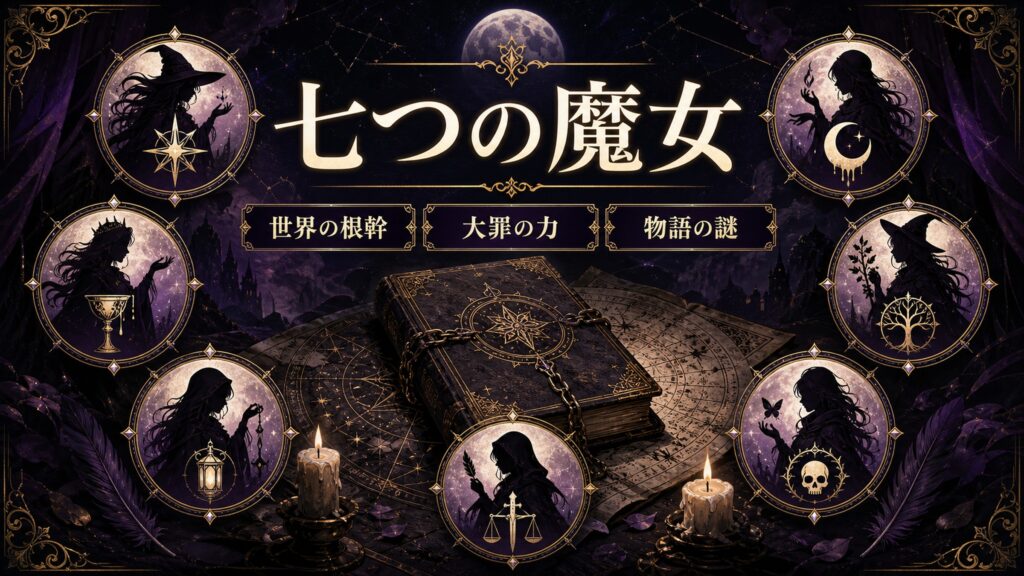 七つの魔女を世界の根幹、大罪の力、物語の謎で整理した図解