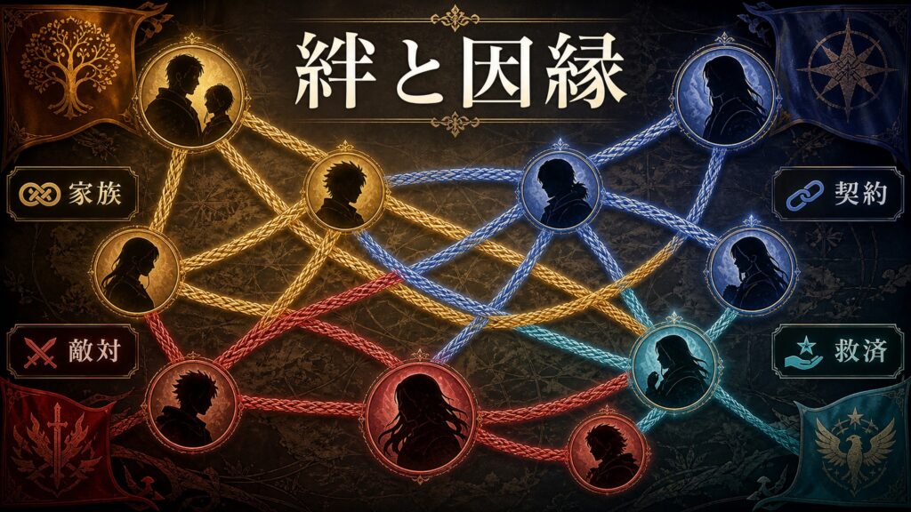 リゼロの絆と因縁を家族、契約、敵対、救済で整理した図解