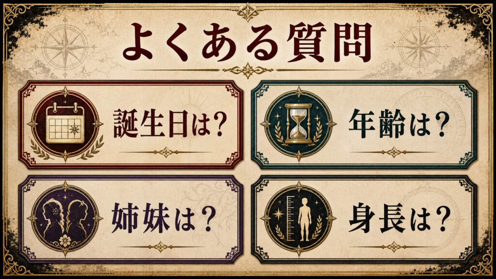よくある質問を誕生日、年齢、姉妹、身長で整理した図解