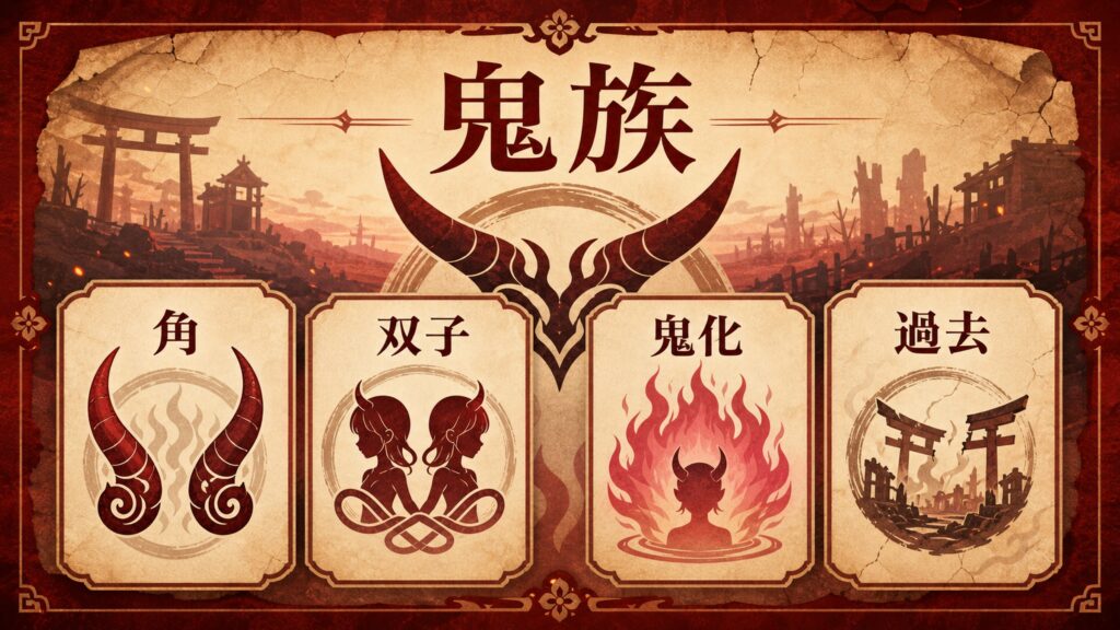 鬼族を角、双子、鬼化、過去で整理した図解