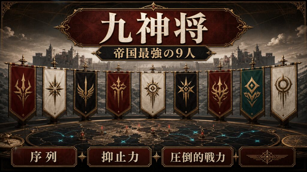 九神将を帝国最強の9人、序列、抑止力、圧倒的戦力で整理した図解
