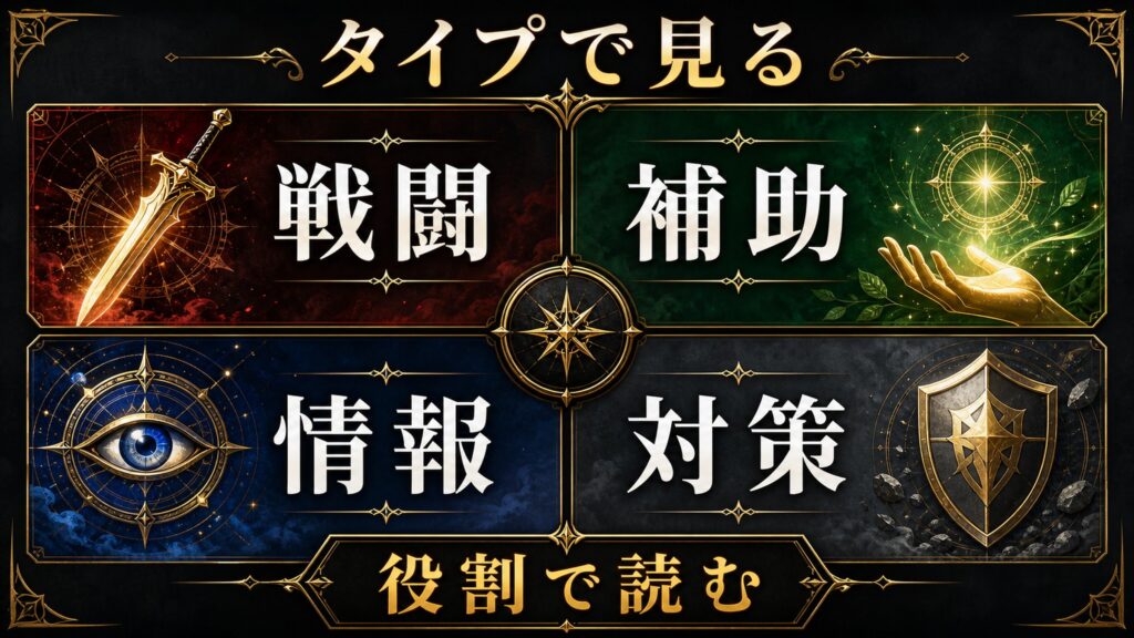 加護の使いどころを戦闘、補助、情報、対策、役割で読む軸で整理した図解