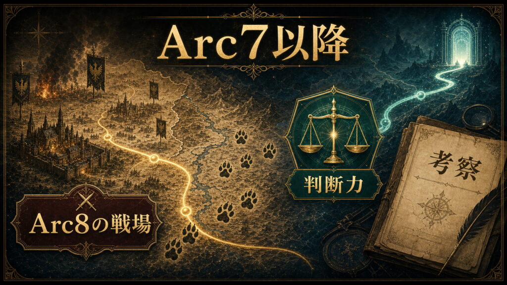 Arc7以降のメィリィの行方をArc8の戦場、判断力、考察で整理した図解
