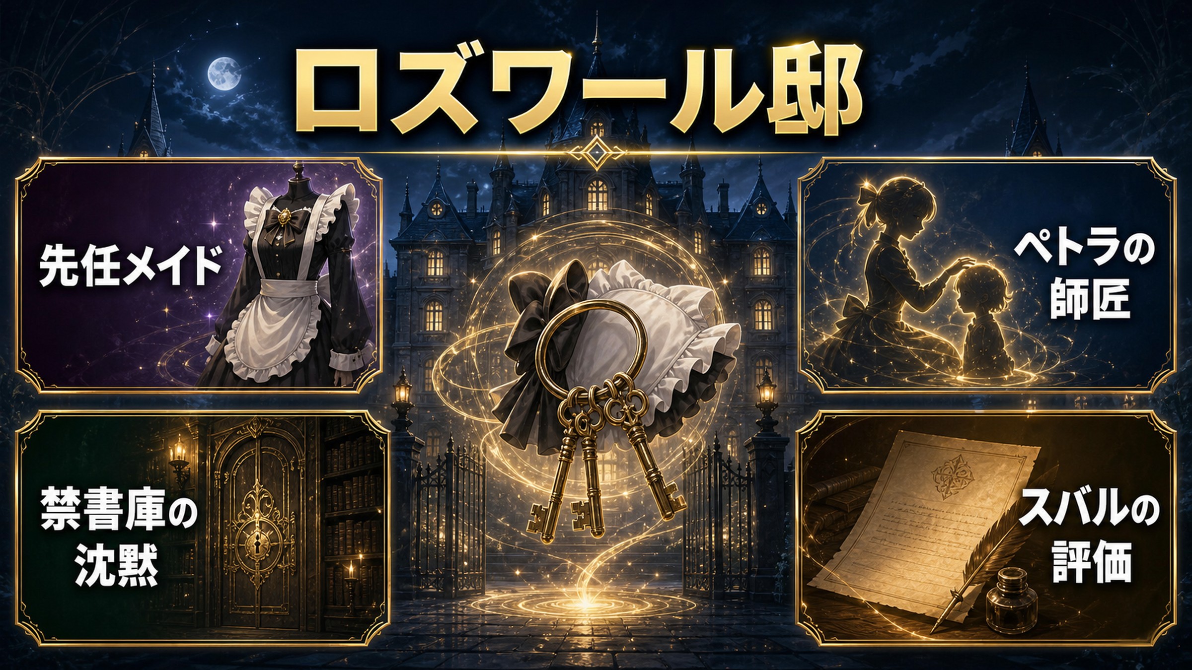 ロズワール邸での立場を先任メイド、ペトラの師匠、禁書庫の沈黙、スバルの評価で整理した図解