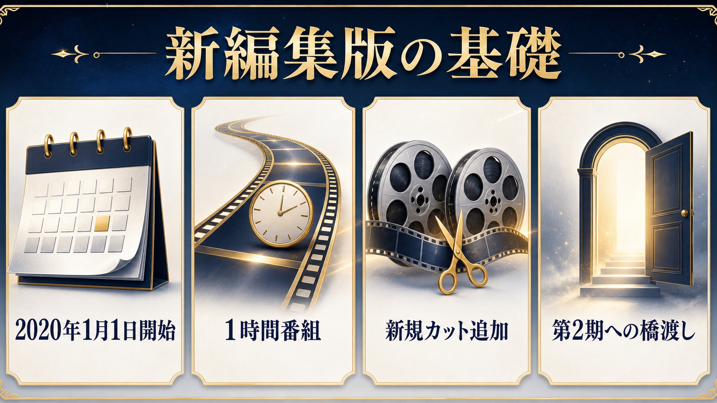 リゼロ新編集版の基礎情報を2020年1月1日開始、1時間番組、新規カット追加、第2期への橋渡しで整理した図解