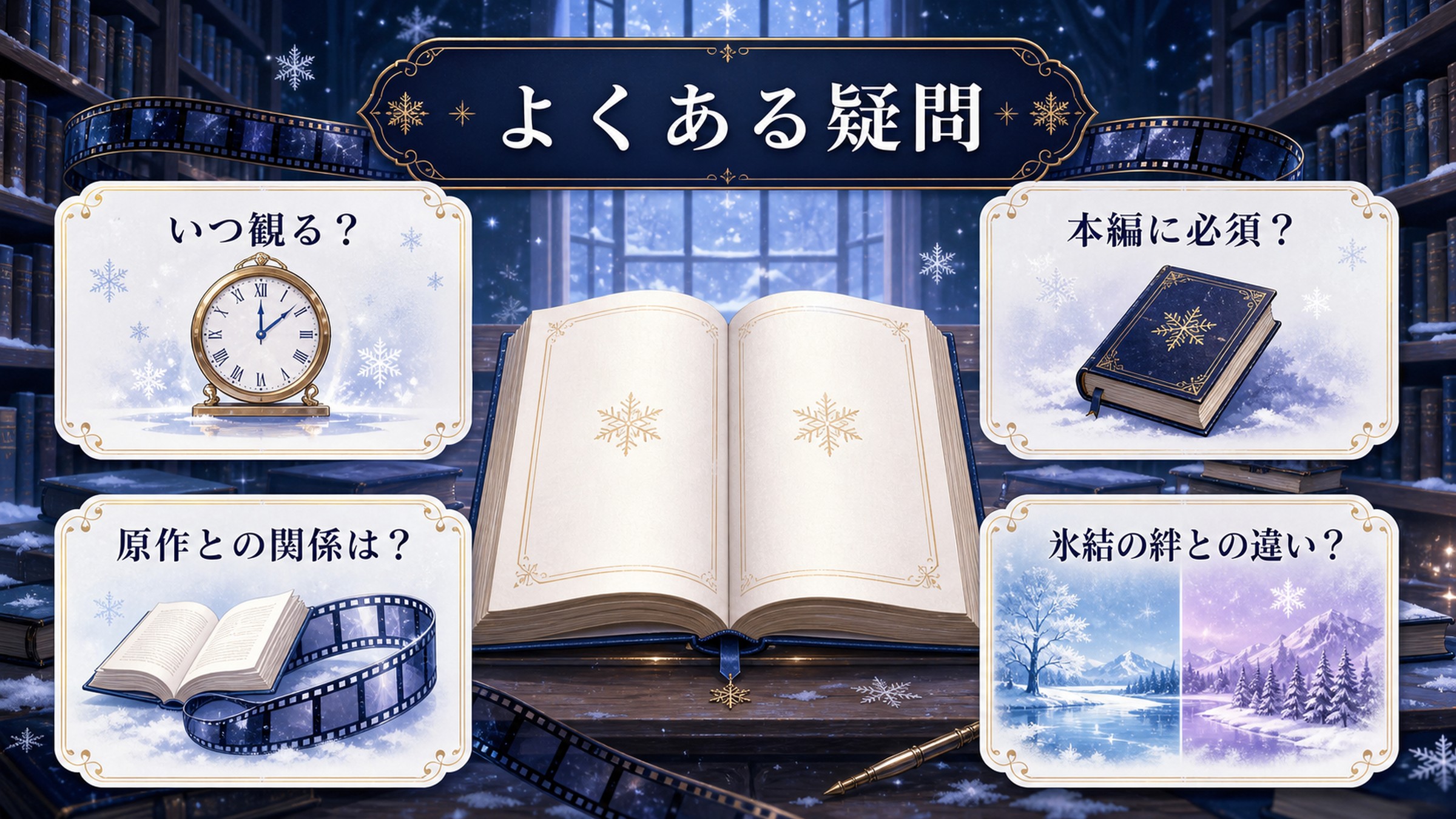 Memory Snowのよくある疑問をいつ観るか、本編に必須か、原作との関係、氷結の絆との違いで整理した図解