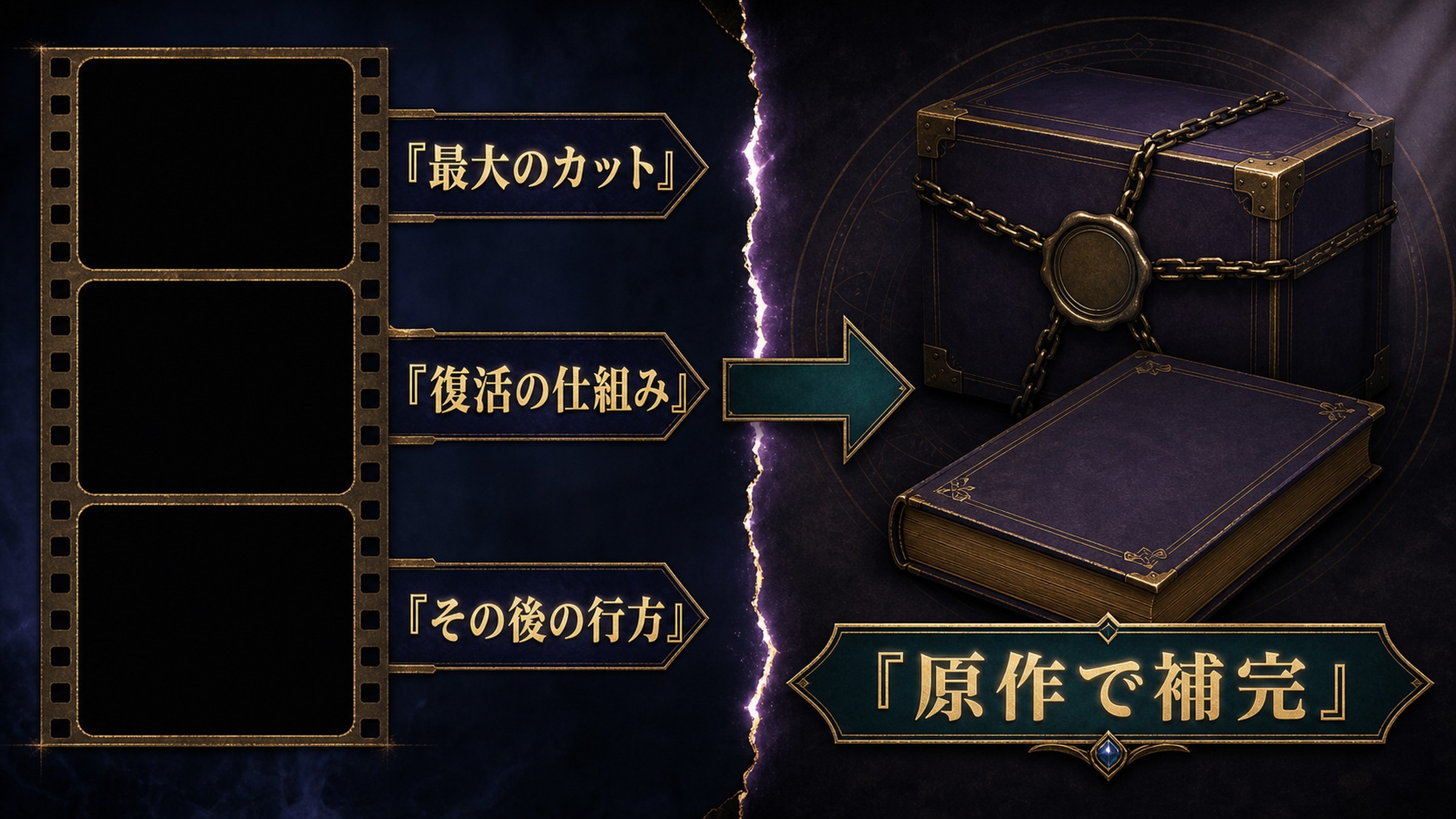最大のカットを復活の仕組み、その後の行方、原作での補完という流れで整理した図解