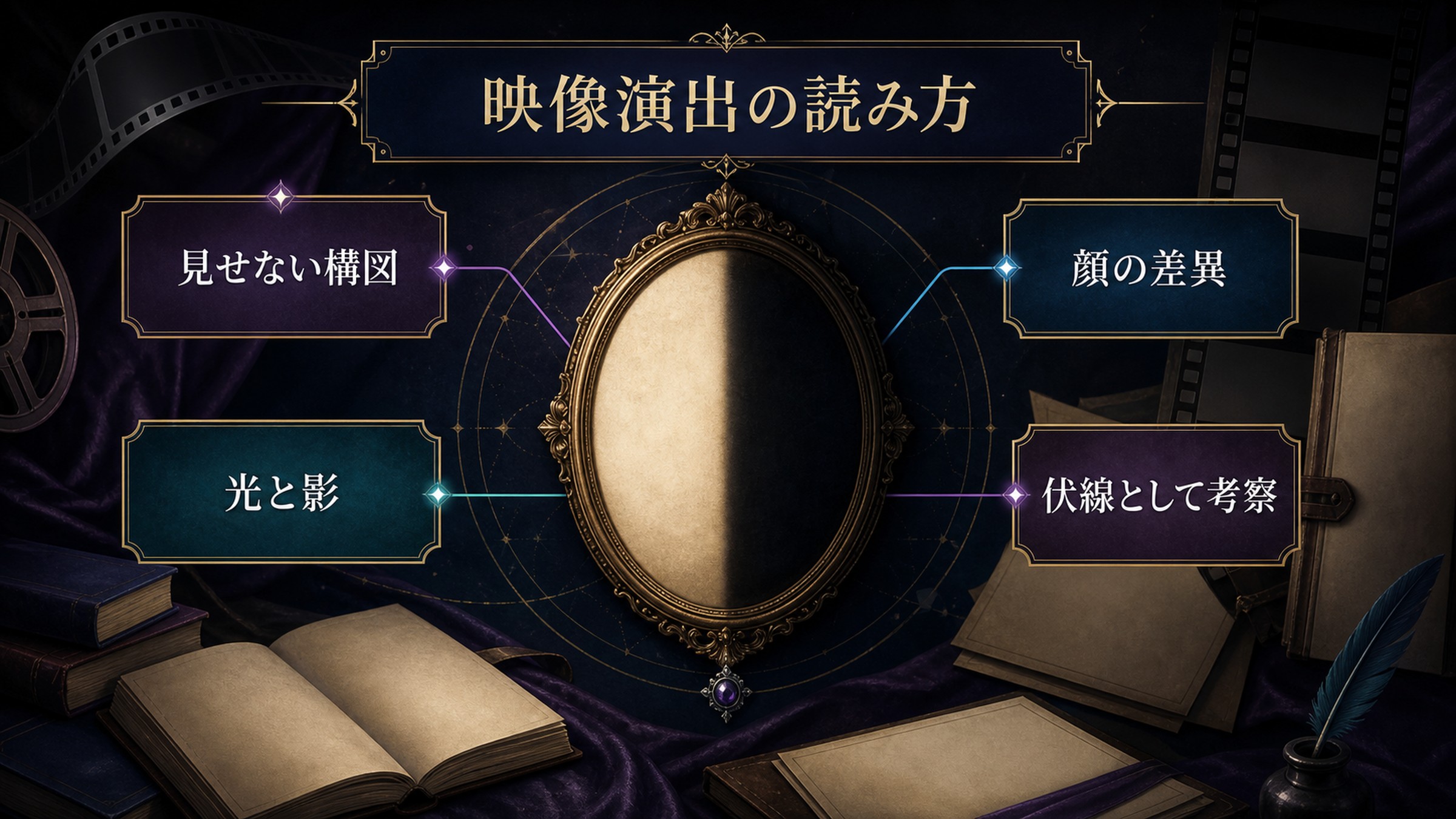 映像演出の読み方を見せない構図、光と影、顔の差異、伏線としての考察で整理した図解