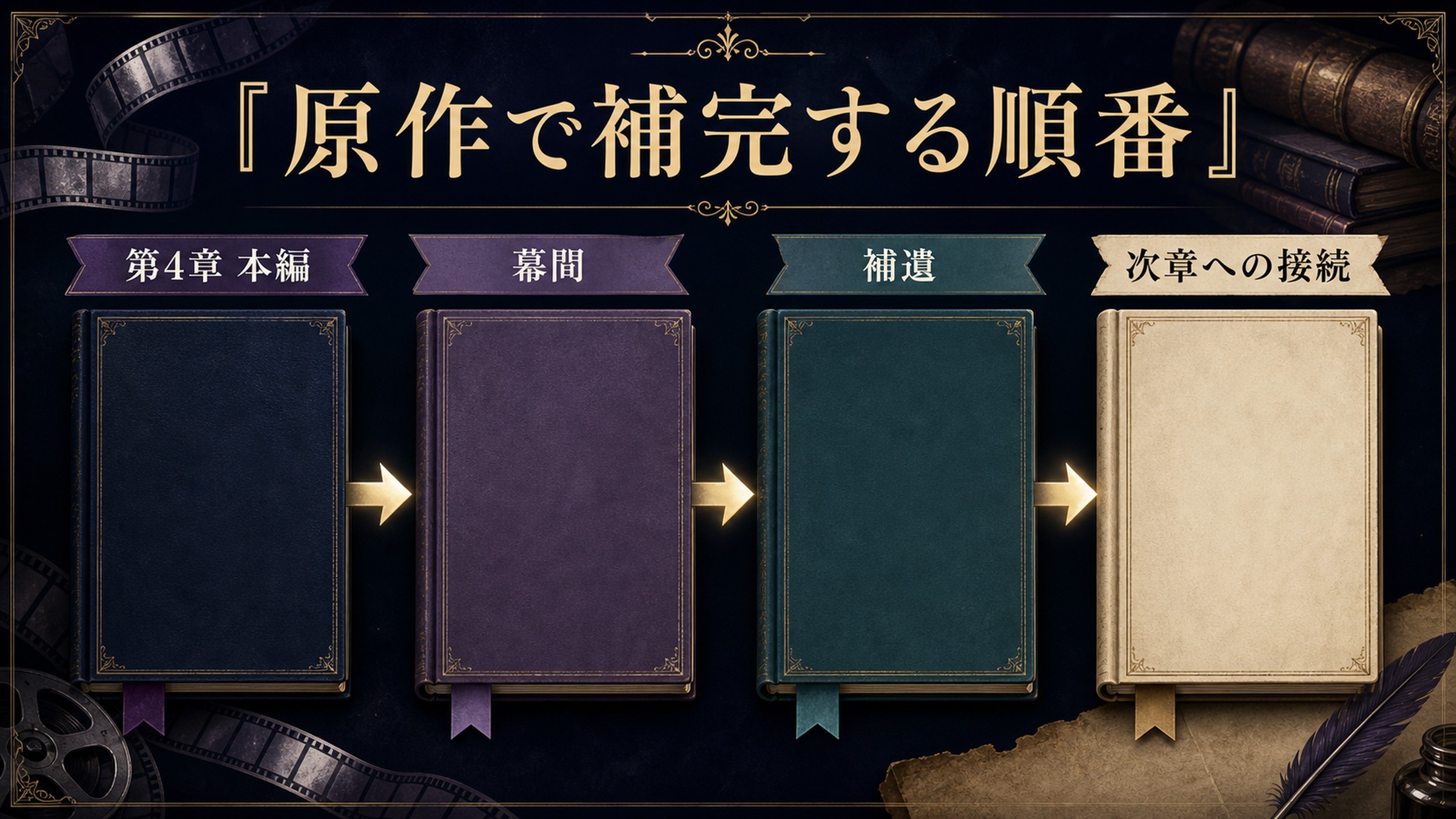 原作で補完する順番を第4章本編、幕間、補遺、次章への接続で整理した図解