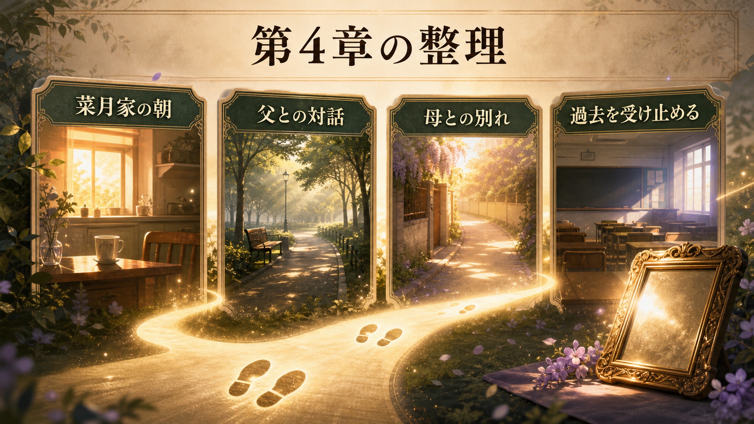 リゼロ小説10巻第4章を菜月家の朝、父との対話、母との別れ、過去を受け止めるで整理した図解
