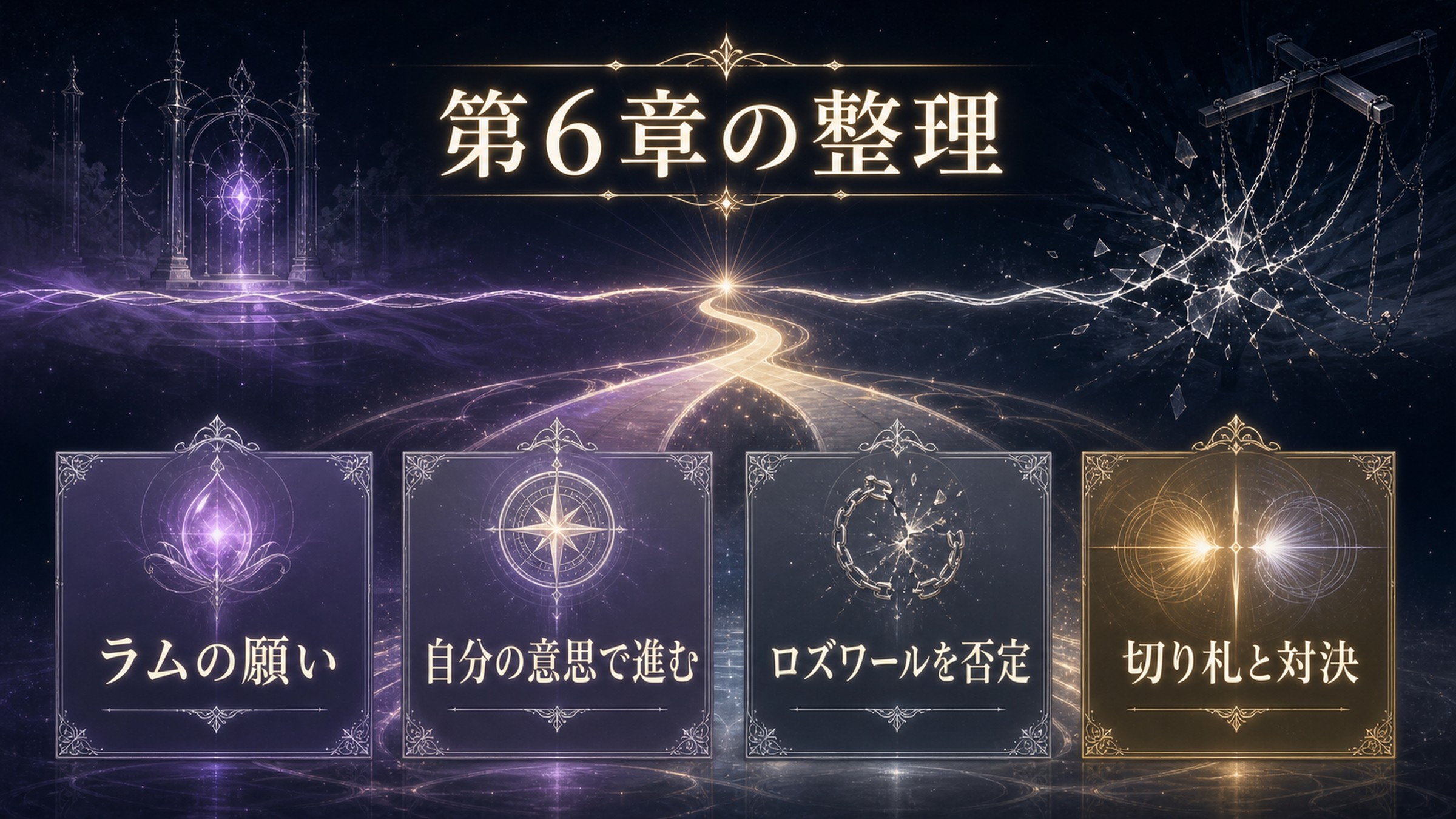 リゼロ小説14巻第6章をラムの願い、自分の意思、ロズワールを否定、切り札と対決で整理した図解
