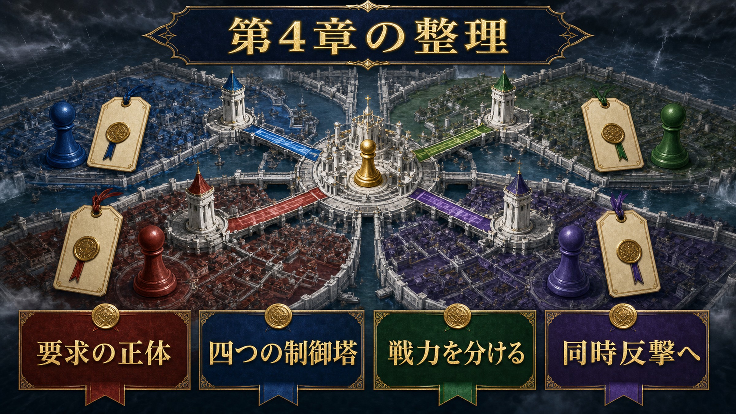 リゼロ小説18巻第4章を要求の正体、四つの制御塔、戦力分割、同時反撃で整理した図解