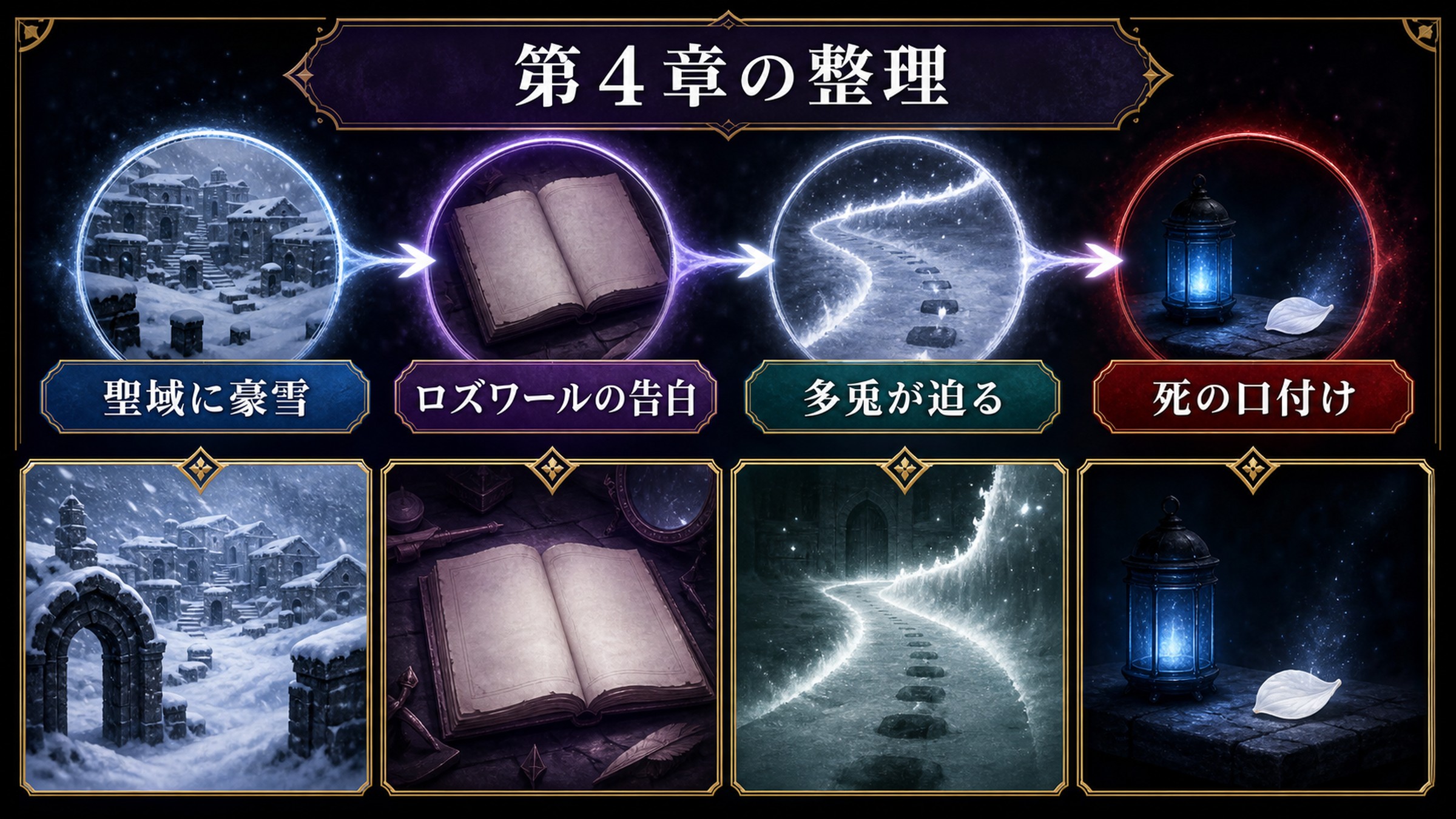 リゼロ小説12巻第4章を聖域に豪雪、ロズワールの告白、多兎が迫る、死の口付けで整理した図解