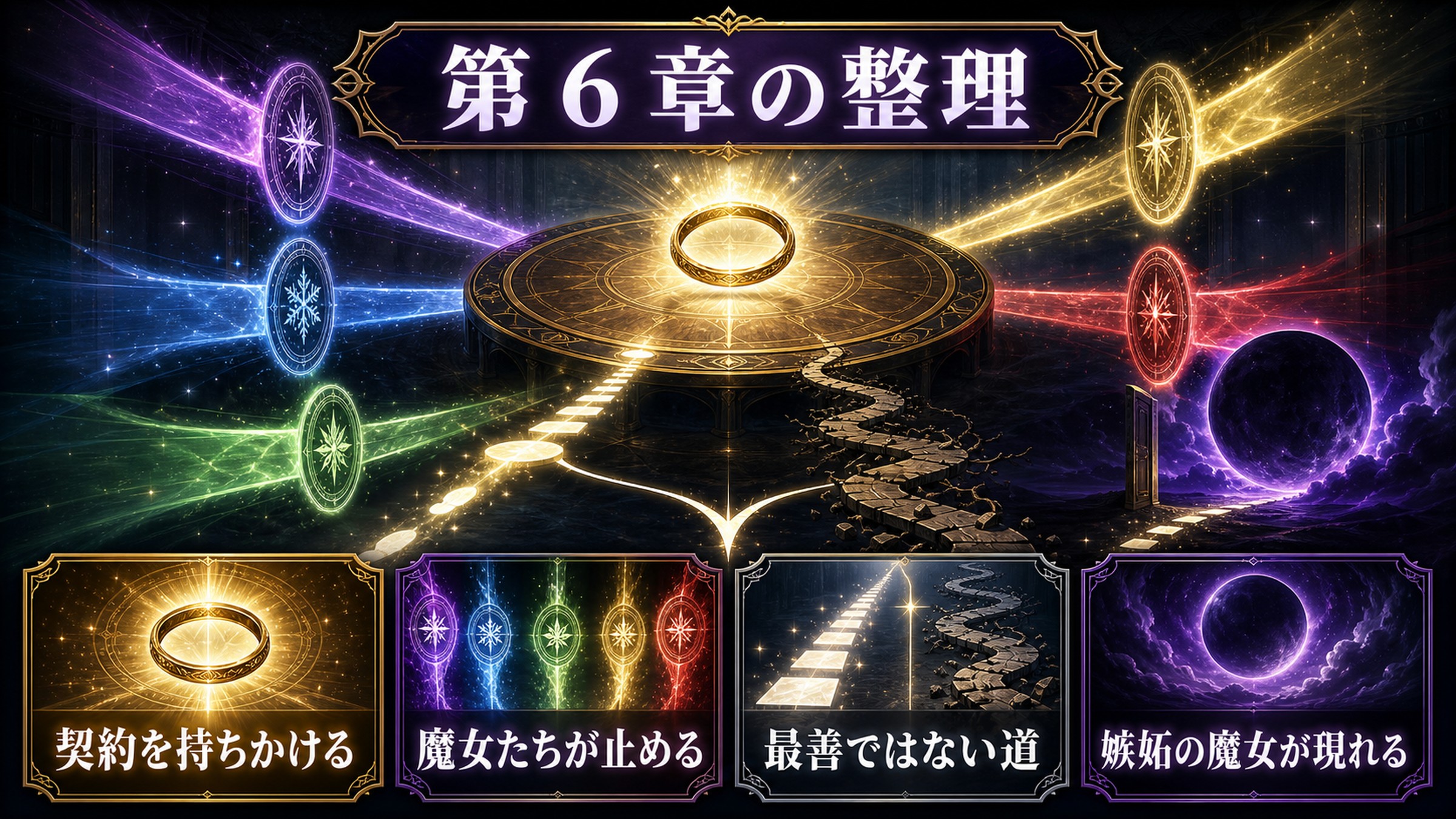 リゼロ小説12巻第6章を契約を持ちかける、魔女たちが止める、最善ではない道、嫉妬の魔女が現れるで整理した図解