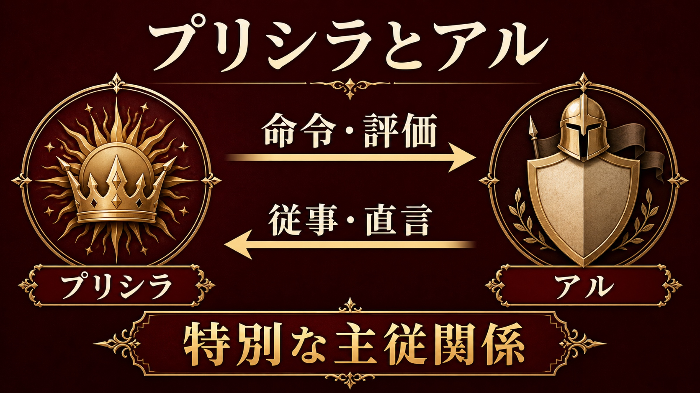 Arc3におけるプリシラとアルデバランの主従関係を整理した図解