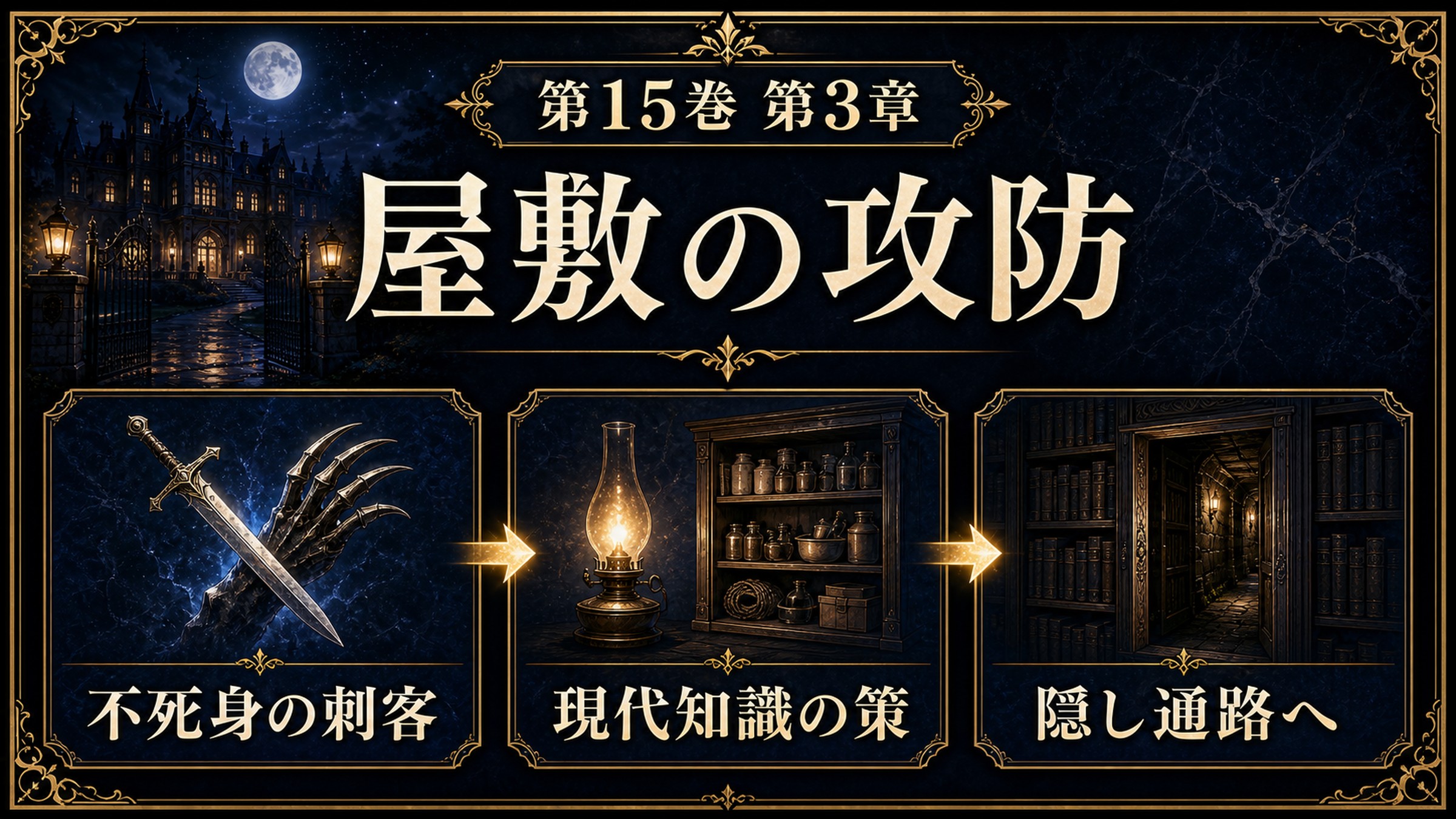 リゼロ原作小説15巻第3章を不死身の刺客、現代知識の策、隠し通路への流れで整理した図解