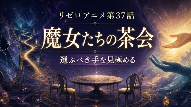 リゼロアニメ第37話の魔女たちの茶会で選ぶべき手を見極める分岐を描いたアイキャッチ