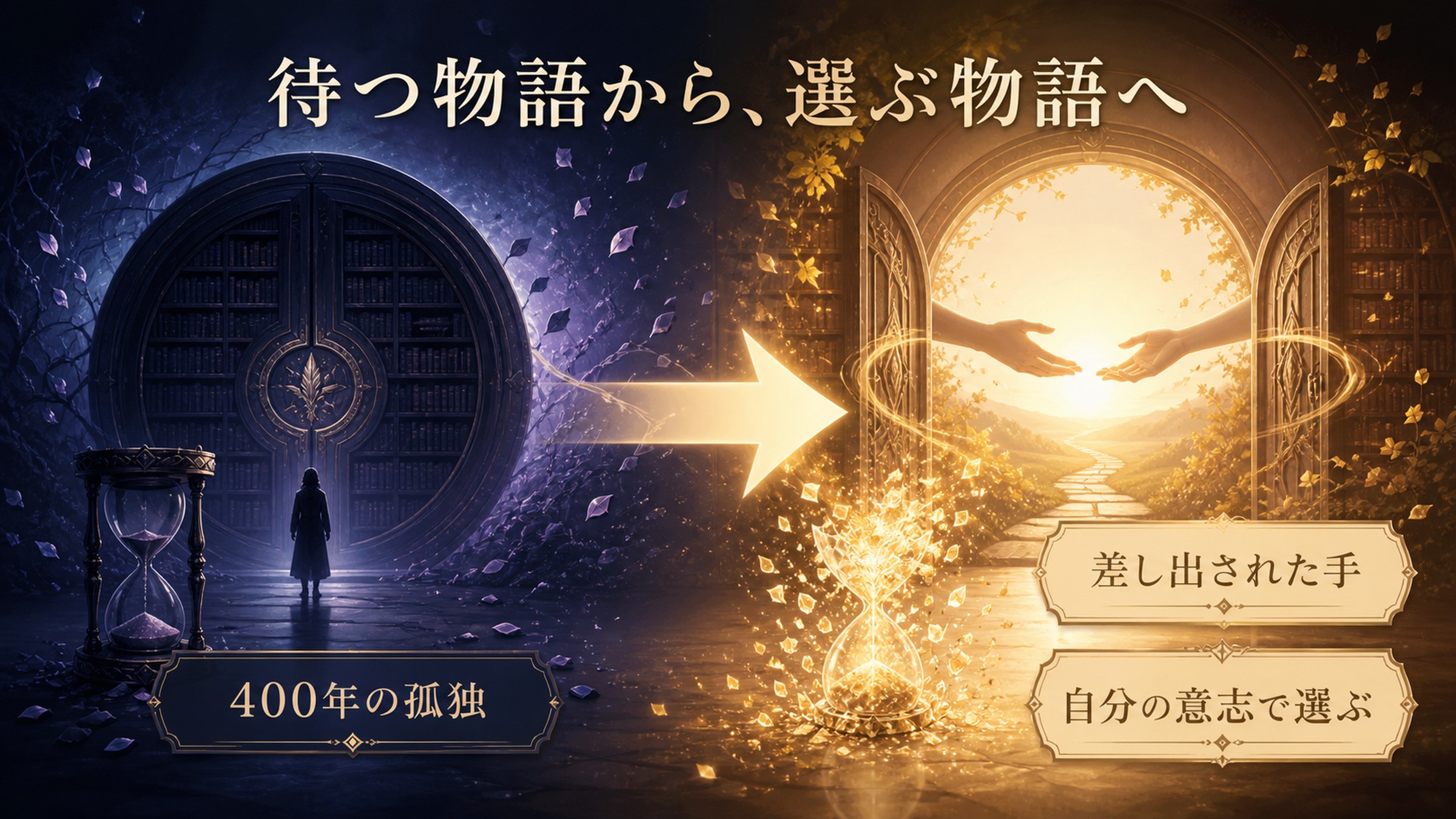 400年の孤独と差し出された手を経て自分の意志で選ぶ物語へ変わる核心を示す図解